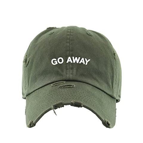 Go Away Vintage Baseball Cap Embroidered Cotton Adjustable Distressed Dad Hat