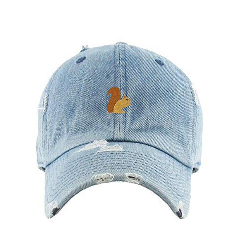 Squirrel Vintage Baseball Cap Embroidered Cotton Adjustable Distressed Dad Hat