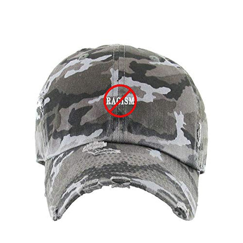 No Racism Vintage Baseball Cap Embroidered Cotton Adjustable Distressed Dad Hat