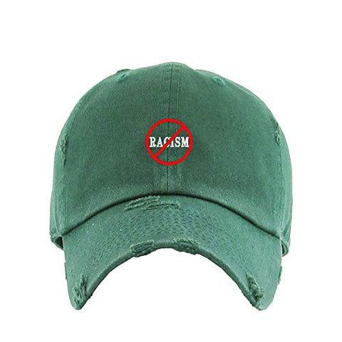 No Racism Vintage Baseball Cap Embroidered Cotton Adjustable Distressed Dad Hat