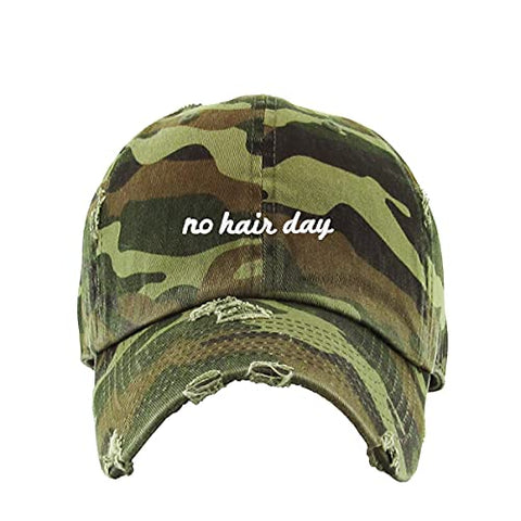 No Hair Day Vintage Baseball Cap Embroidered Cotton Adjustable Distressed Dad Hat