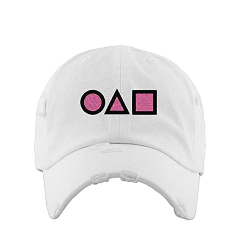 OJM Korean Letters Vintage Baseball Cap Embroidered Cotton Adjustable Distressed Dad Hat