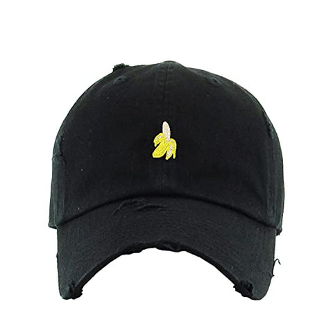 Peeled Banana Vintage Baseball Cap Embroidered Cotton Adjustable Distressed Dad Hat