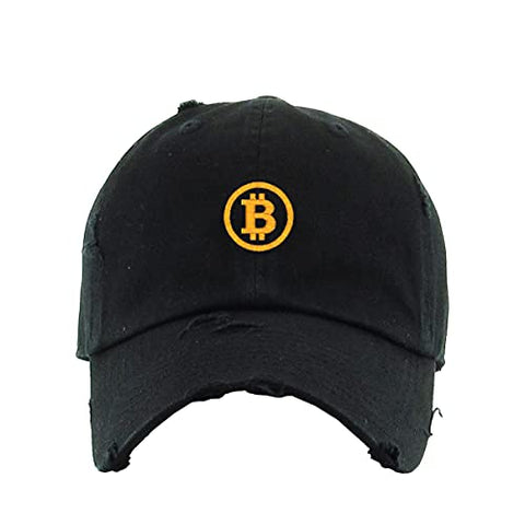 Bitcoin B Vintage Baseball Cap Embroidered Cotton Adjustable Distressed Dad Hat