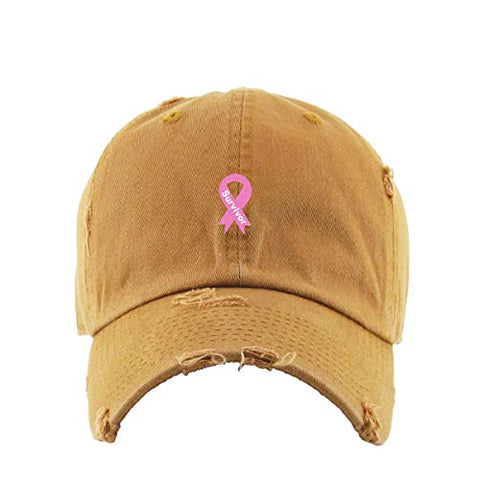 Survivor Pink Ribbon Vintage Baseball Cap Embroidered Cotton Adjustable Distressed Dad Hat