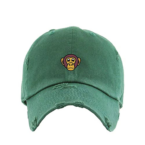 Chimpanzee Head Vintage Baseball Cap Embroidered Cotton Adjustable Distressed Dad Hat