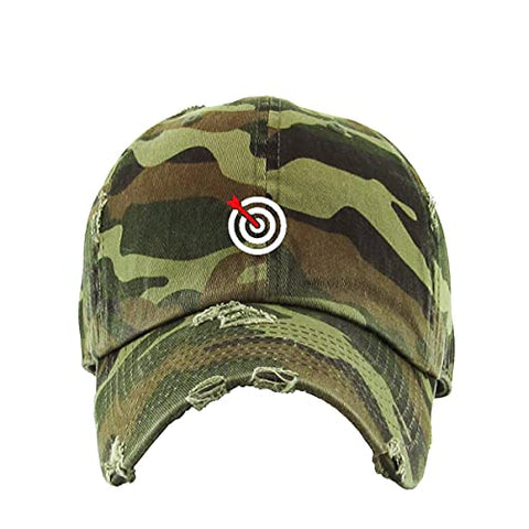 Bullseye Target with Arrow Vintage Baseball Cap Embroidered Cotton Adjustable Distressed Dad Hat