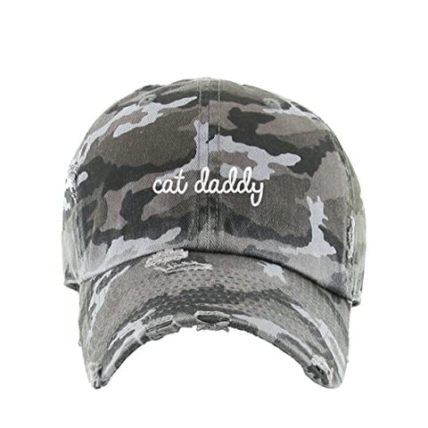 Cat Daddy Vintage Baseball Cap Embroidered Cotton Adjustable Distressed Dad Hat