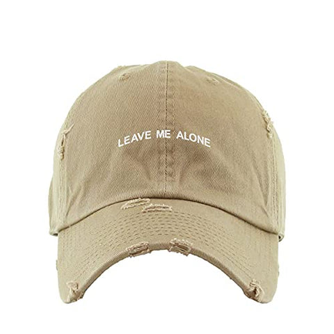 Leave Me Alone Vintage Baseball Cap Embroidered Cotton Adjustable Distressed Dad Hat