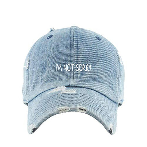 I am Not Sorry Vintage Baseball Cap Embroidered Cotton Adjustable Distressed Dad Hat