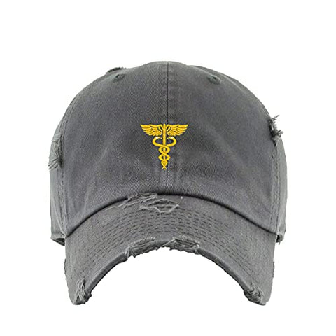 Caduceus Vintage Baseball Cap Embroidered Cotton Adjustable Distressed Dad Hat