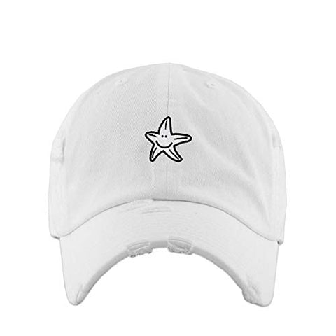 Smiley Starfish Vintage Baseball Cap Embroidered Cotton Adjustable Distressed Dad Hat