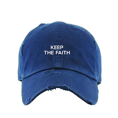 Keep The Faith Vintage Baseball Cap Embroidered Cotton Adjustable Distressed Dad Hat