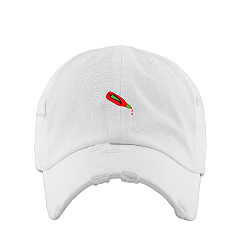 Hot Sauce Bottle Vintage Baseball Cap Embroidered Cotton Adjustable Distressed Dad Hat