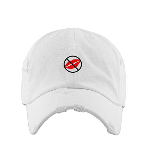 No Kiss Stop Kissing Vintage Baseball Cap Embroidered Cotton Adjustable Distressed Dad Hat