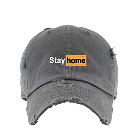 Stay Home Vintage Baseball Cap Embroidered Cotton Adjustable Distressed Dad Hat