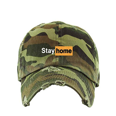 Stay Home Vintage Baseball Cap Embroidered Cotton Adjustable Distressed Dad Hat