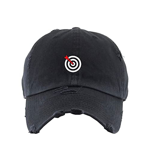 Bullseye Target with Arrow Vintage Baseball Cap Embroidered Cotton Adjustable Distressed Dad Hat