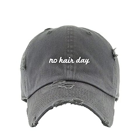 No Hair Day Vintage Baseball Cap Embroidered Cotton Adjustable Distressed Dad Hat