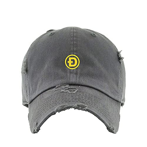 Dogecoin D Vintage Baseball Cap Embroidered Cotton Adjustable Distressed Dad Hat