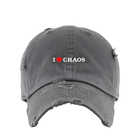 I Love Chaos Vintage Baseball Cap Embroidered Cotton Adjustable Distressed Dad Hat