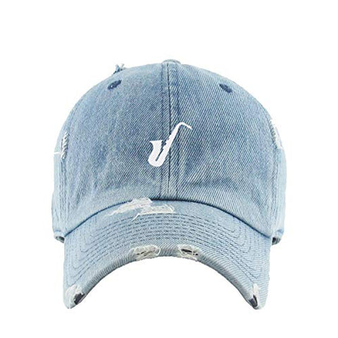 Saxophone Vintage Baseball Cap Embroidered Cotton Adjustable Distressed Dad Hat