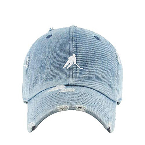 Hockey Player Vintage Baseball Cap Embroidered Cotton Adjustable Distressed Dad Hat