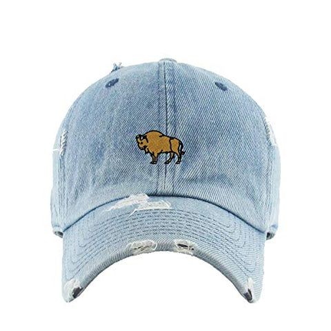 Wild Buffalo Vintage Baseball Cap Embroidered Cotton Adjustable Distressed Dad Hat