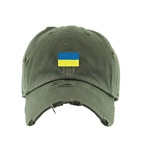 Ukraine Flag Vintage Baseball Cap Embroidered Cotton Adjustable Distressed Dad Hat