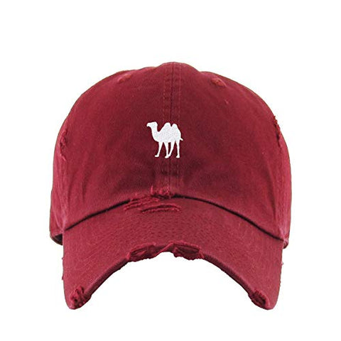 Camel Vintage Baseball Cap Embroidered Cotton Adjustable Distressed Dad Hat