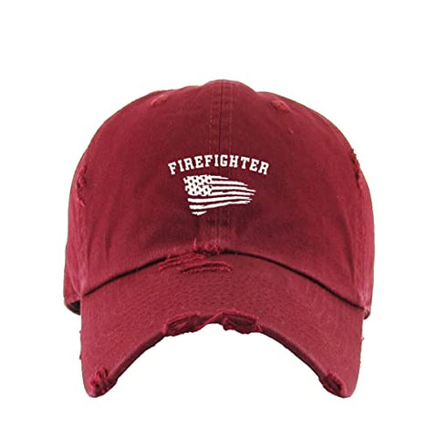 Fire Fighter Vintage Baseball Cap Embroidered Cotton Adjustable Distressed Dad Hat