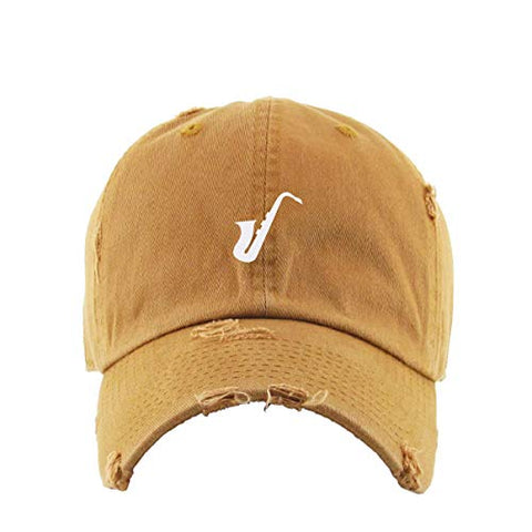 Saxophone Vintage Baseball Cap Embroidered Cotton Adjustable Distressed Dad Hat