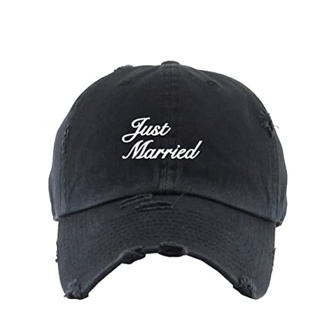 Just Married Vintage Baseball Cap Embroidered Cotton Adjustable Distressed Dad Hat