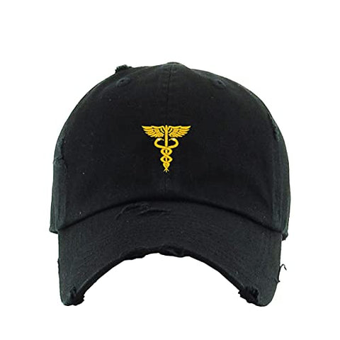 Caduceus Vintage Baseball Cap Embroidered Cotton Adjustable Distressed Dad Hat