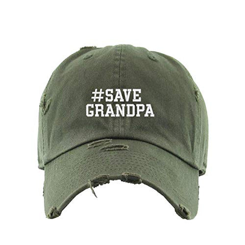 Save Grandpa Vintage Baseball Cap Embroidered Cotton Adjustable Distressed Dad Hat