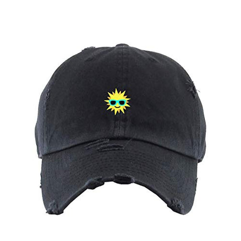 Sun with Sunglasses Vintage Baseball Cap Embroidered Cotton Adjustable Distressed Dad Hat