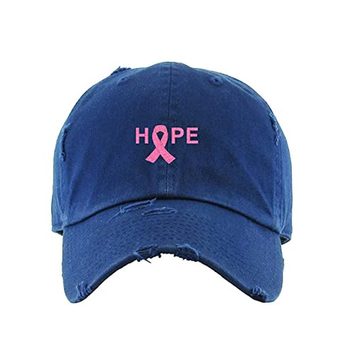 Hope with Ribbon Vintage Baseball Cap Embroidered Cotton Adjustable Distressed Dad Hat