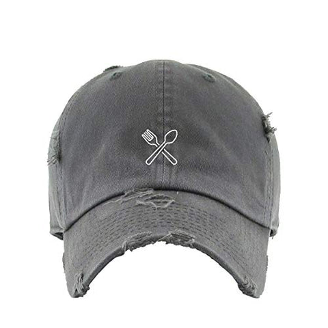 Fork and Spoon Vintage Baseball Cap Embroidered Cotton Adjustable Distressed Dad Hat