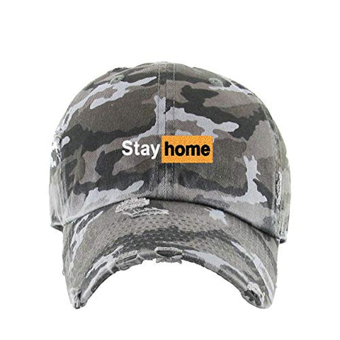 Stay Home Vintage Baseball Cap Embroidered Cotton Adjustable Distressed Dad Hat