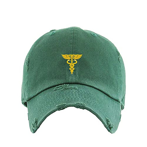 Caduceus Vintage Baseball Cap Embroidered Cotton Adjustable Distressed Dad Hat