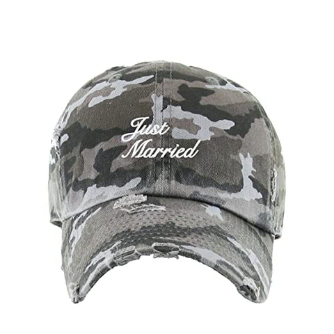 Just Married Vintage Baseball Cap Embroidered Cotton Adjustable Distressed Dad Hat