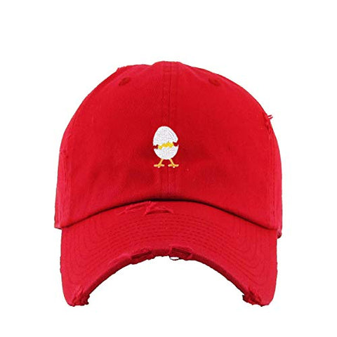 Chick Hatching Vintage Baseball Cap Embroidered Cotton Adjustable Distressed Dad Hat