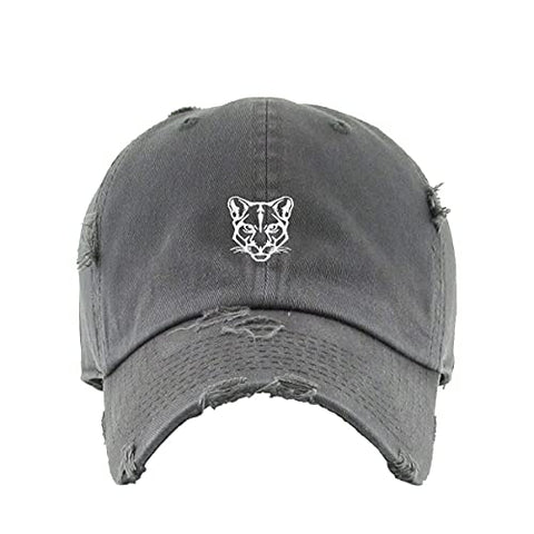 Cougar Head Vintage Baseball Cap Embroidered Cotton Adjustable Distressed Dad Hat