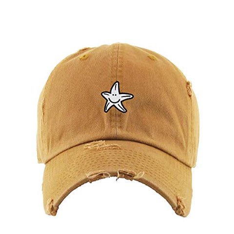 Smiley Starfish Vintage Baseball Cap Embroidered Cotton Adjustable Distressed Dad Hat