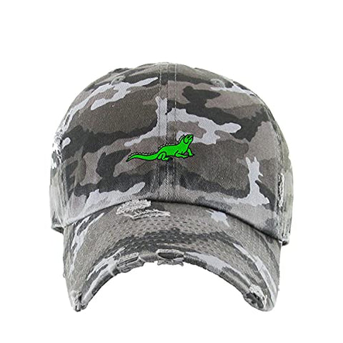 Iguana Vintage Baseball Cap Embroidered Cotton Adjustable Distressed Dad Hat