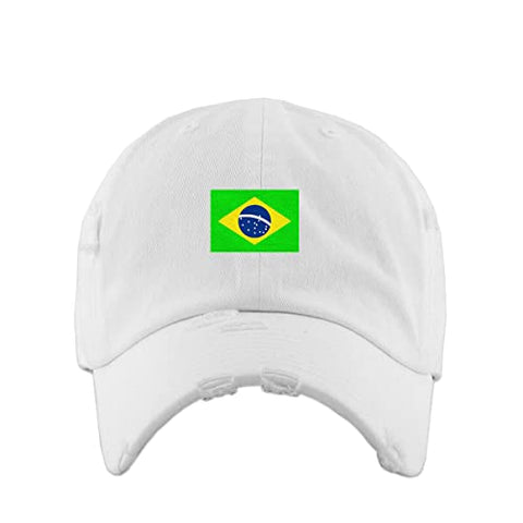 Brazil Flag Vintage Baseball Cap Embroidered Cotton Adjustable Distressed Dad Hat