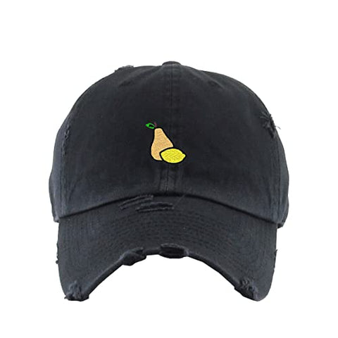 Pear Lemon Vintage Baseball Cap Embroidered Cotton Adjustable Distressed Dad Hat