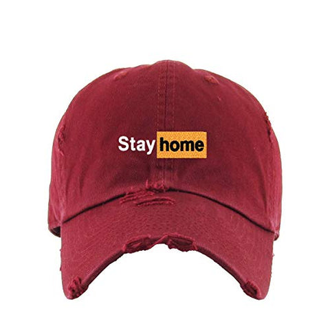 Stay Home Vintage Baseball Cap Embroidered Cotton Adjustable Distressed Dad Hat