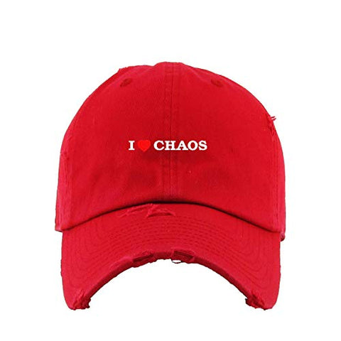 I Love Chaos Vintage Baseball Cap Embroidered Cotton Adjustable Distressed Dad Hat