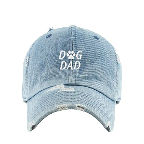 Dog Dad Vintage Baseball Cap Embroidered Cotton Adjustable Distressed Dad Hat